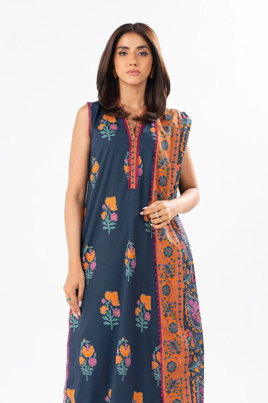 Navy-Blue Alkaram 3-Piece Lawn Suit