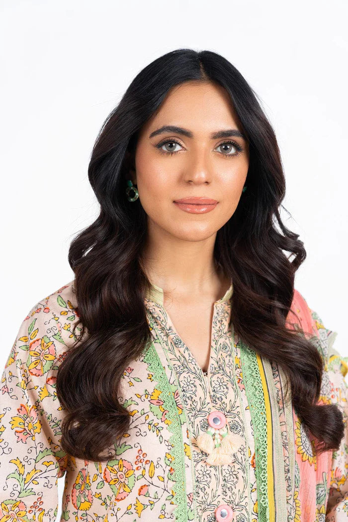 3 Pc Printed Lawn Suit With Poly Chiffon Dupatta