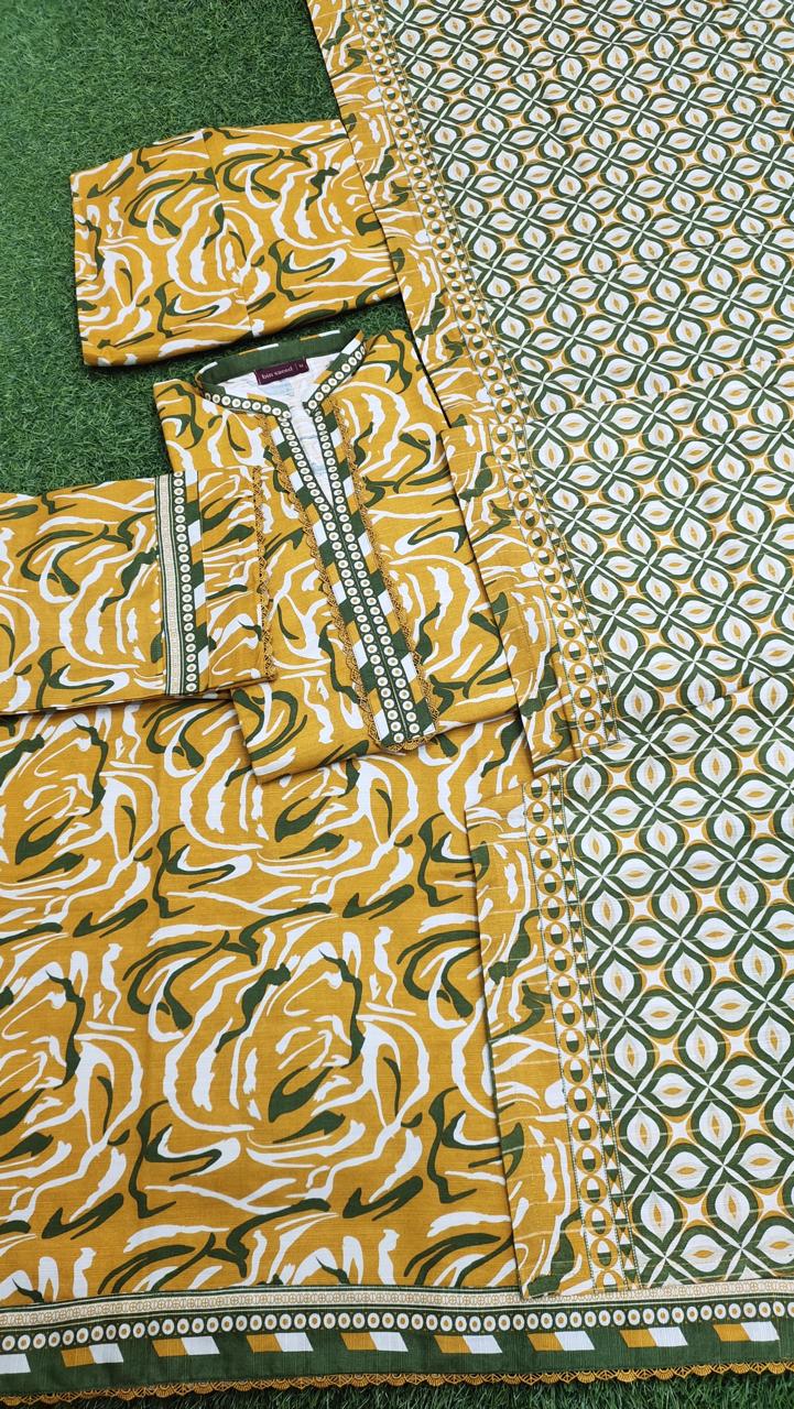 Bin Saeed 3-PC Stitched lawn Suit