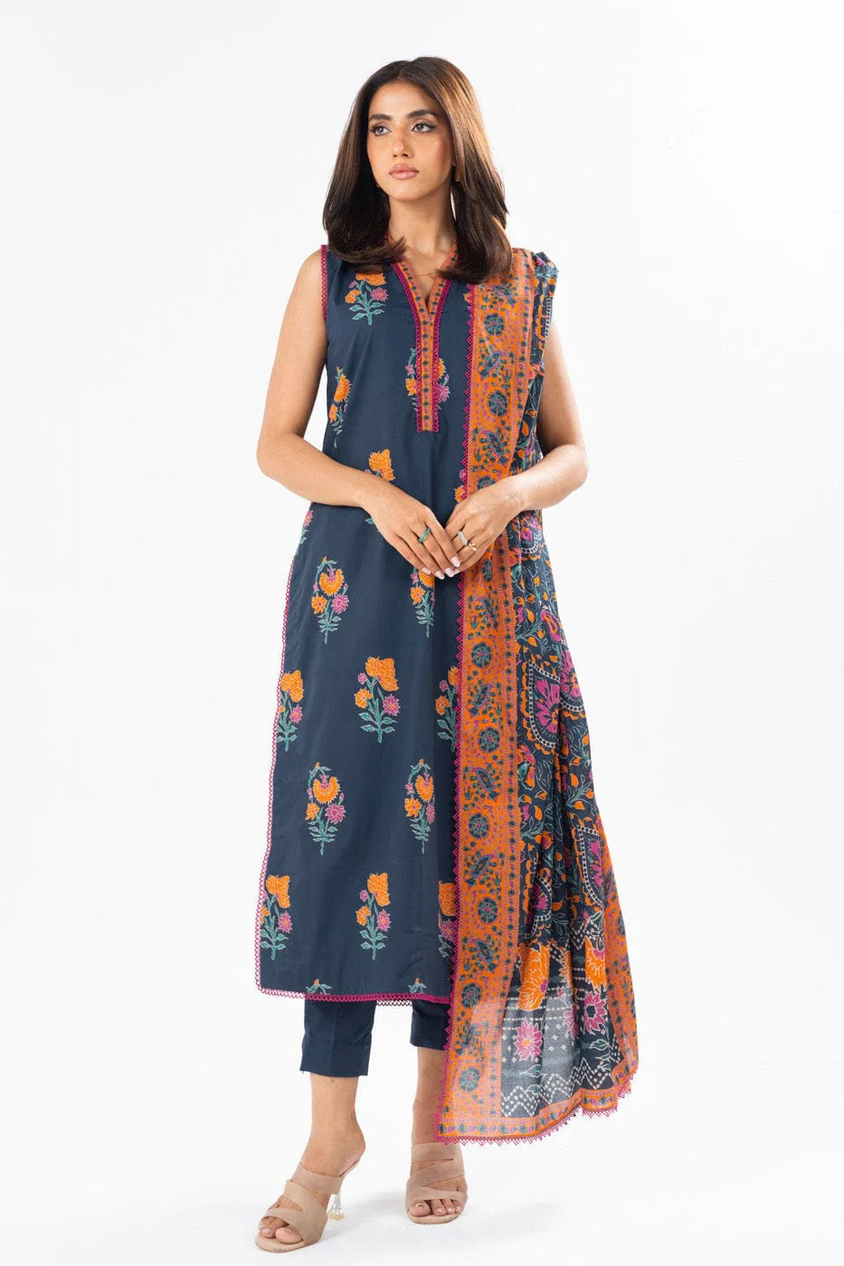 Navy-Blue Alkaram 3-Piece Lawn Suit