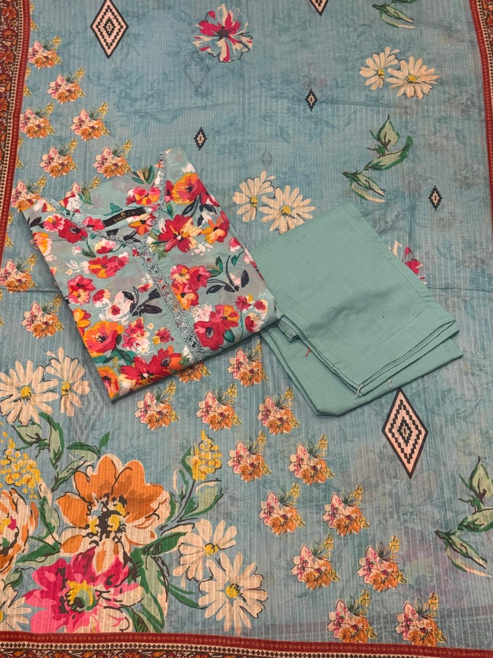 Saya 3-PC Stitched lawn Suit