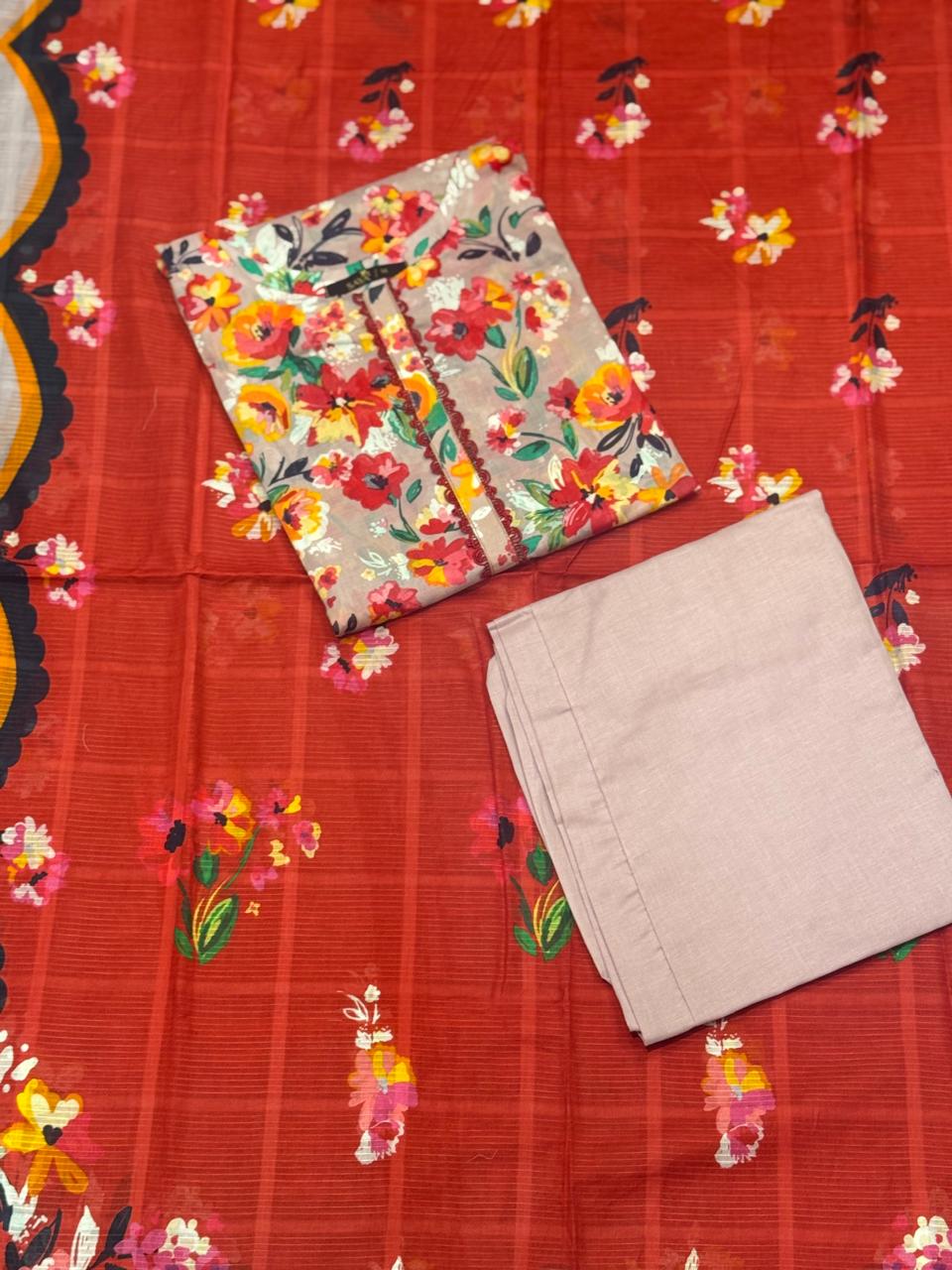 Saya 3-PC Stitched lawn Suit